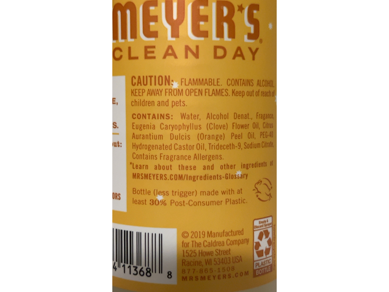 Mrs. Meyer's Clean Day Room Freshener, Orange Clove, 8 fl oz/236 mL