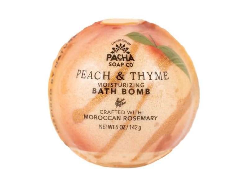 Pacha Soap Co Moisturizing Bath Bomb, Peach & Thyme, 5 oz/142 g