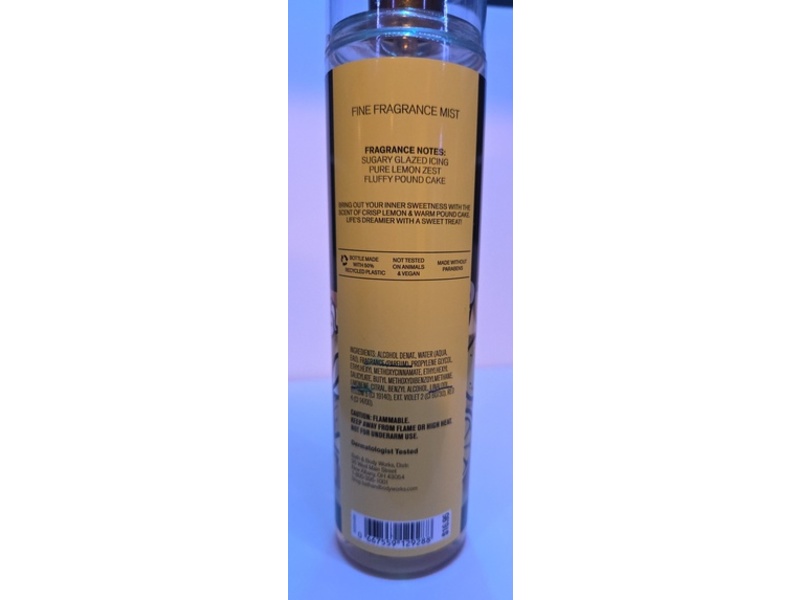 Bath & Body Works Fine Fragrance Mist, Iced Lemon Pound Cake, 8 fl oz/236 mL