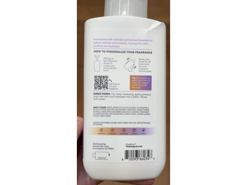 The Body Lab Calming Body Wash, Colloidal Oatmeal + Bisabolol, 19 fl oz/562 mL