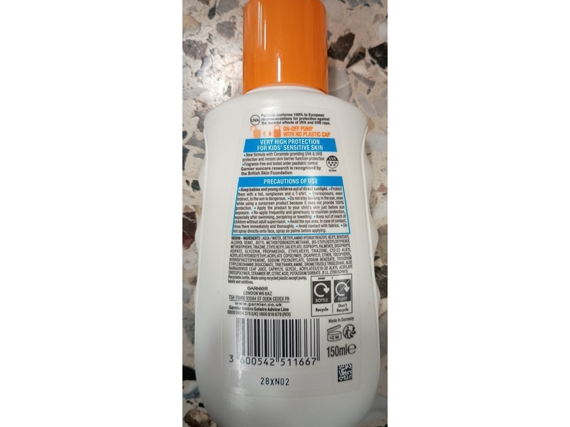 Garnier Ambre Solaire Kids Sensitive Advanced Protection Spray, SPF 50+, 150 mL