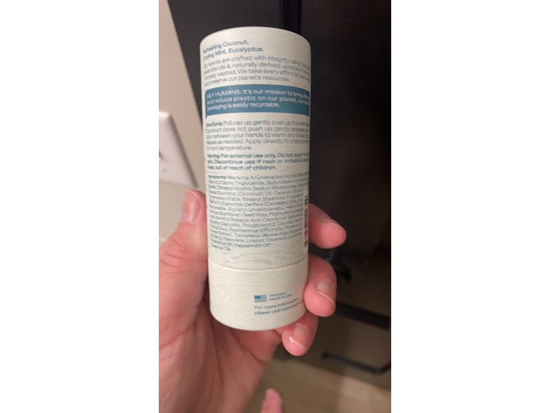 Hey Humans Naturally Derived Deodorant, Coconut Mint, 2 oz/56 g