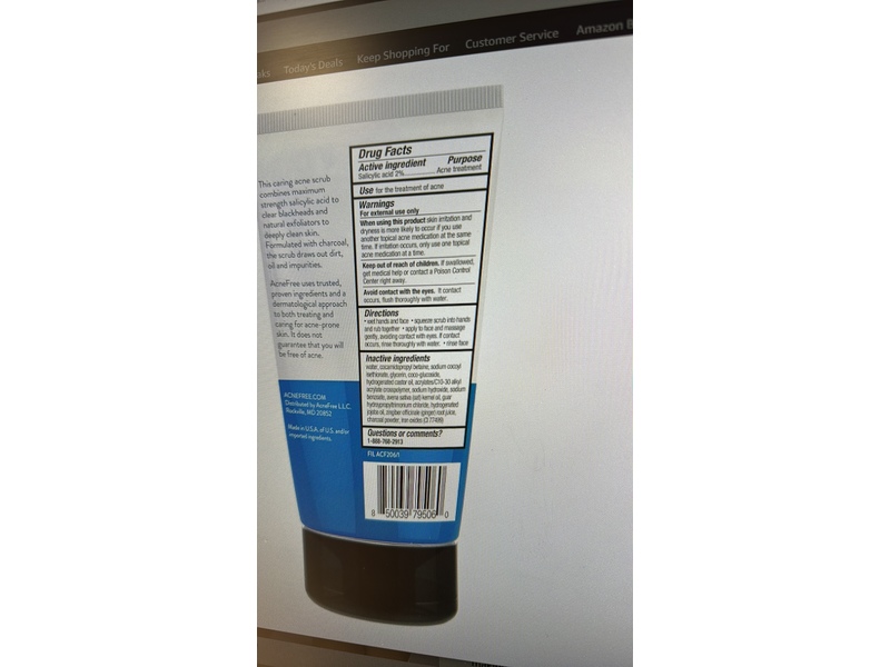 Acne Free Blackhead Removing Scrub, Charcoal, 5 fl oz/150 mL