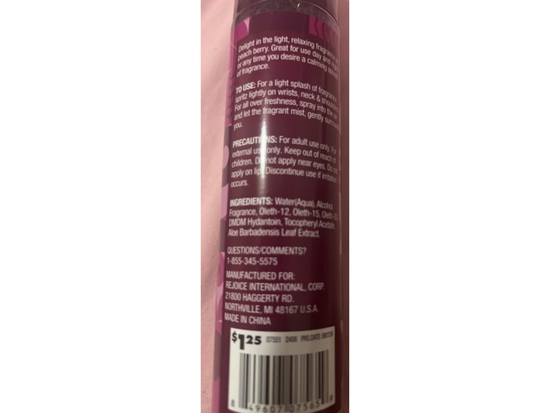 Spa Luxury Refreshing Body Mist, Peach Berry, 7 fl oz/207 mL