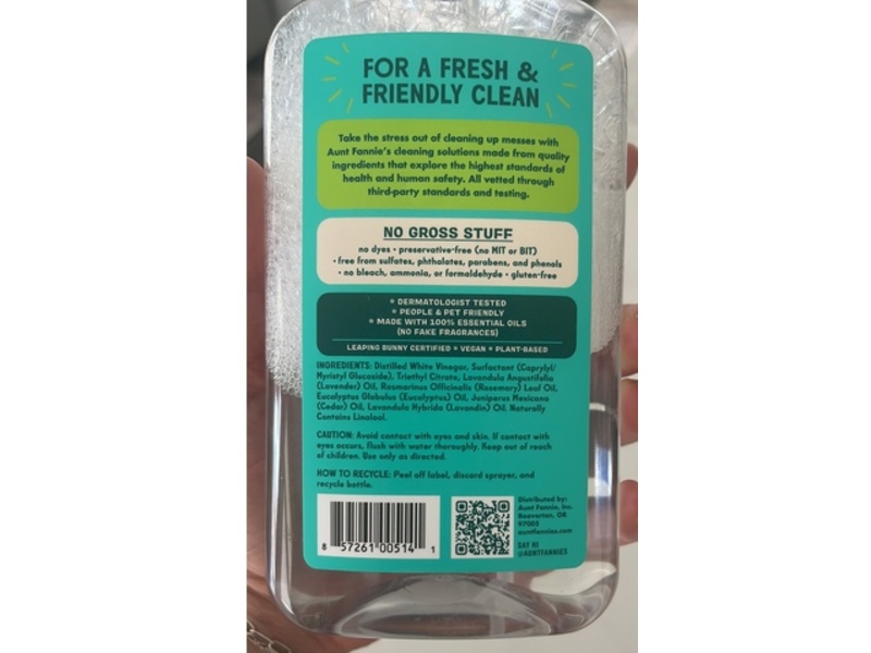 Aunt Fannie's All Purpose Household Cleaner, Eucalyptus, 16.9 fl oz/500 mL
