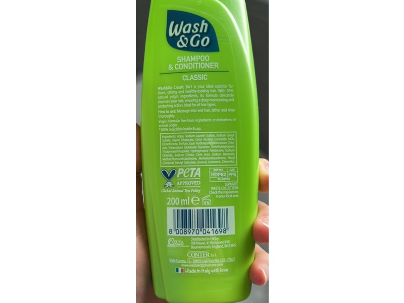 Wash & Go 2 In 1 Shampoo & Conditioner, Classic, 200 mL, Pack Of 9