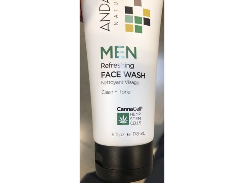 Andalou Naturals Men Refreshing Face Wash, Canna Cell, 6 fl oz/178 mL