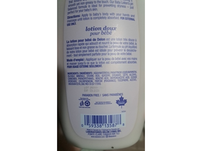 Delon Laboratoires Baby Soft Lotion, 15 fl oz/444 mL