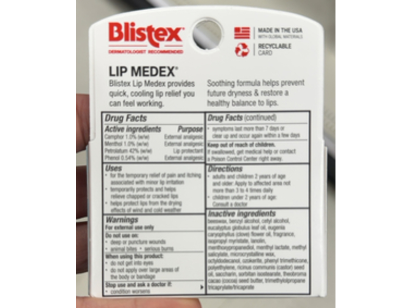 Blistex Lip Medex Lip Protectant Stick, 0.15 oz/4.25 g, Pack Of 3