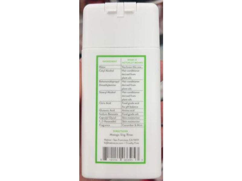 Native Volumizing Conditioner, Cucumber & Mint, 3 fl oz/88 mL