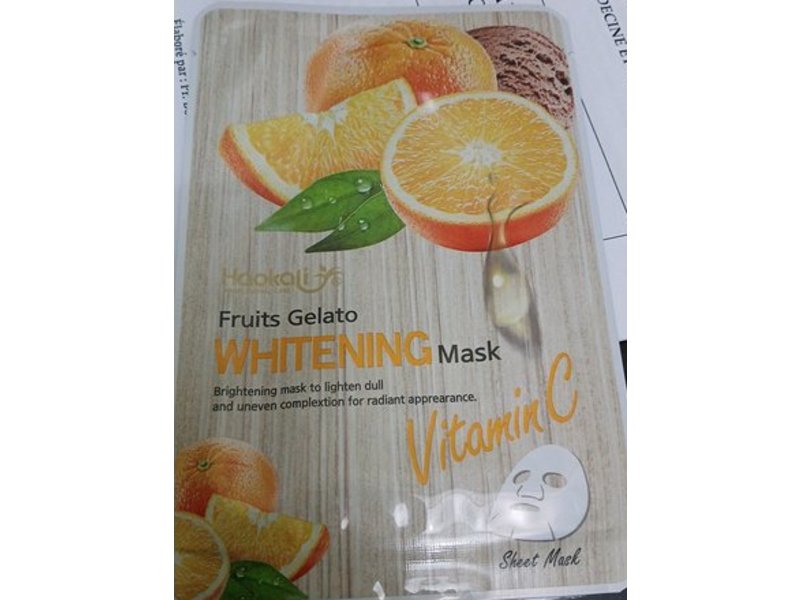 Haokali Fruits Gelato Whitening Sheet Mask, Vitamin C, 30 mL