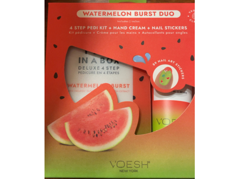 Voesh New York Pedi Kit + Hand Cream + Nail Stick Kit, Organic Olive Oil & Watermelon Extract