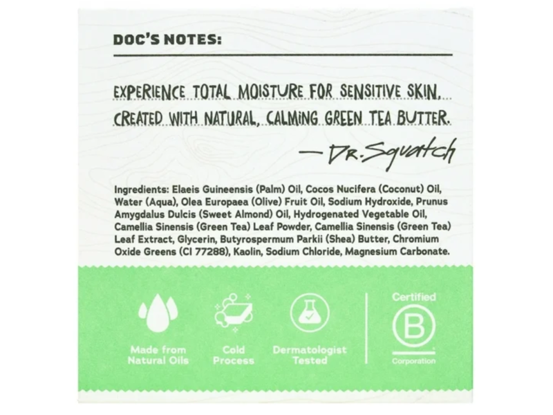 Dr.Squatch Total Moisture Natural Soap , Green Tea Butter, 5 oz/141 g