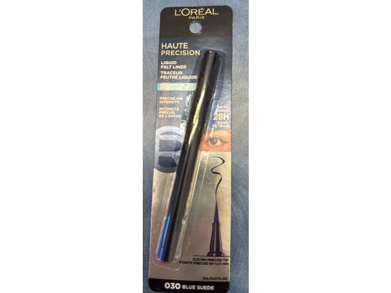 L'Oreal Paris Haute Precision Waterproof Liquid Felt Liner, 030 Blue Suede, 0.03 fl oz/1 mL