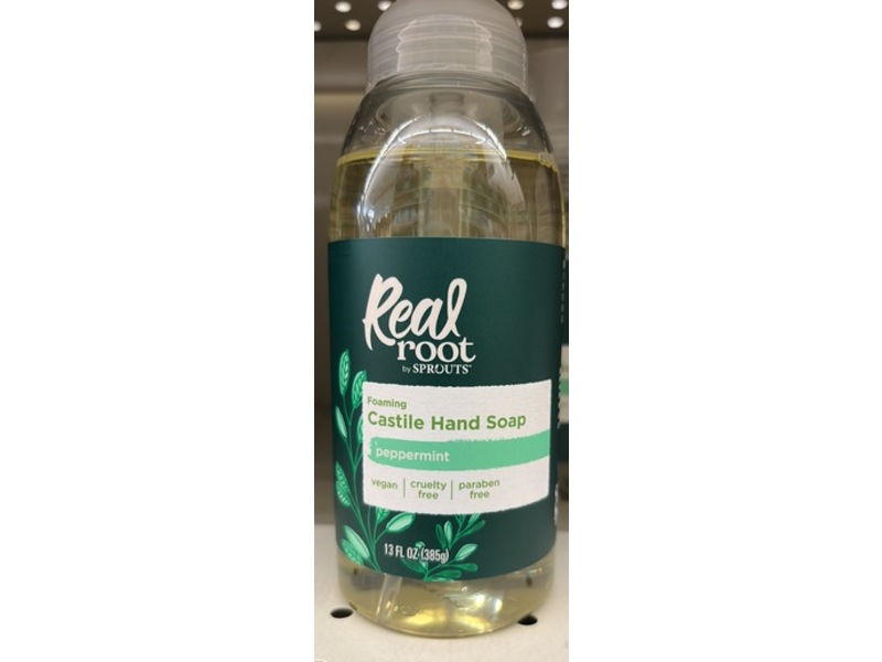 Real Root By Sprouts Foaming Castile Hand Soap, Peppermint, 13 fl oz/385 g