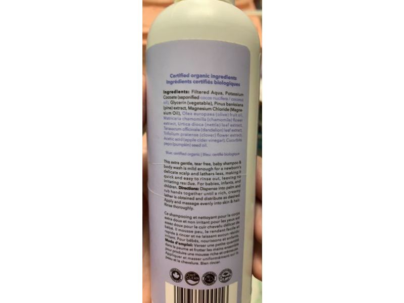 Carina Organics Baby Shampoo & Bodywash, Unscented, 8.4 fl oz/250 mL