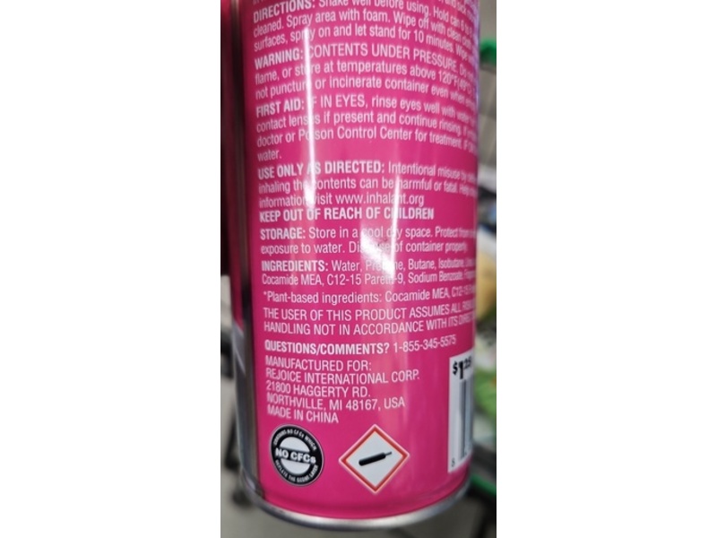 Homebright Power Foaming Bathroom Cleaner, Pink Grapefruit, 12 oz