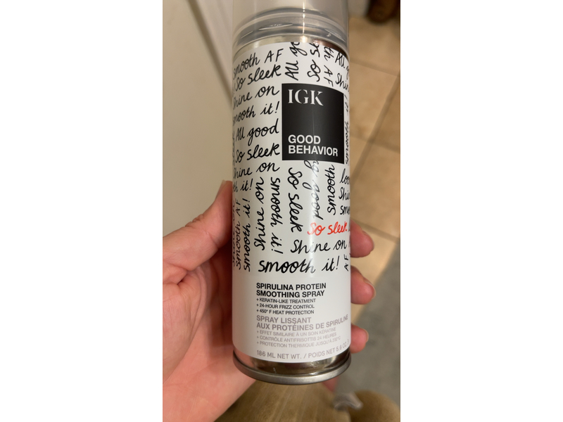 IGK Good Behavior Smoothing Spray, Spirulina Protein, 5.8 oz/186 mL