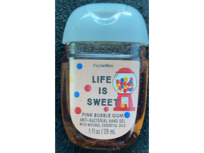 Bath & Body Works Pink Bubble Gum Hand Gel, Life Is Sweet, 1 fl oz/29 mL