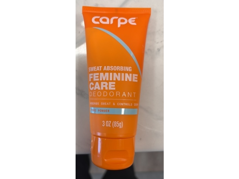 Carpe Sweat Absorbing Feminine Care Deodorant, Pure Powder, 3 oz/85 g