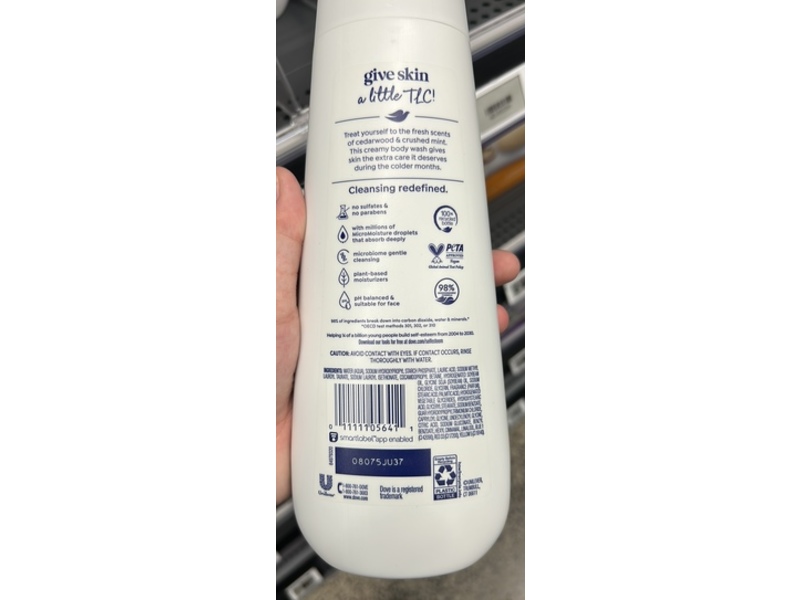 Dove Body Wash, Cedarwood + Crushedmint, 20 fl oz