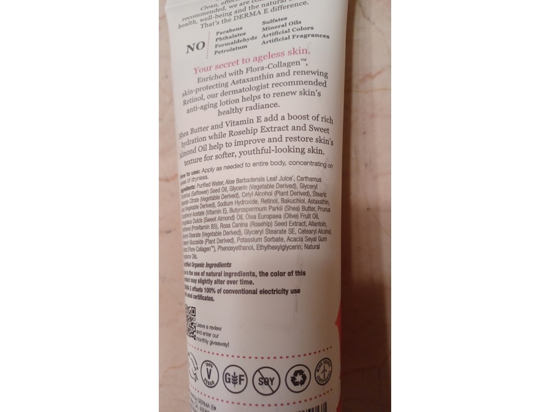 Derma E Anti-Aging Shea Body Lotion, Rosehip & Almond, 227 g