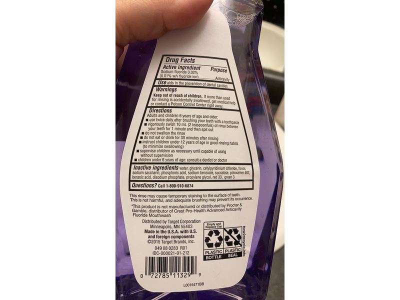 Up & Up Anticavity Alcohol-Free Fluoride Mouth Rinse, 33.8 fl oz