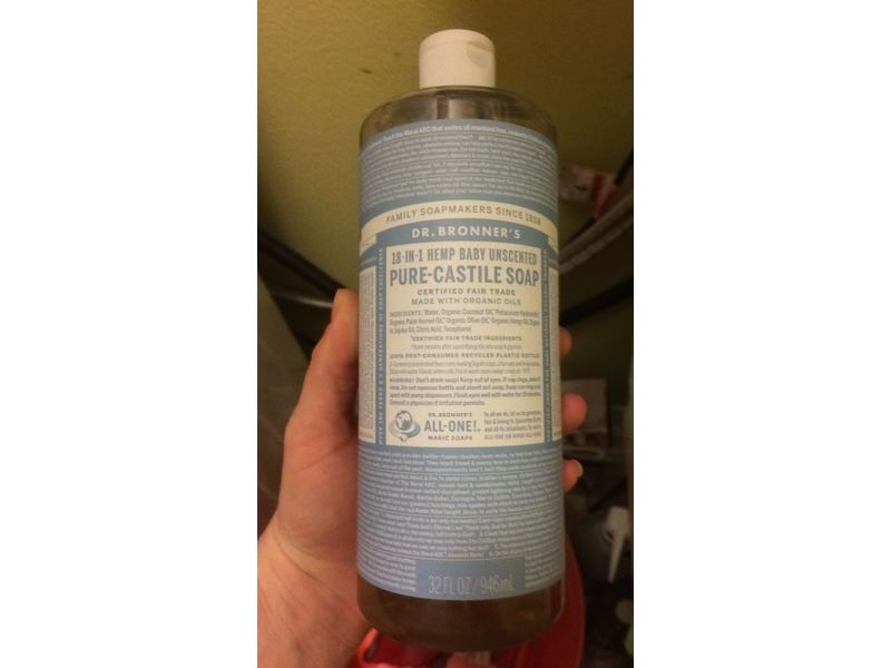 Dr. Bronner's 18-in-1 Hemp Baby Unscented Pure-Castile Soap, 32 fl. oz