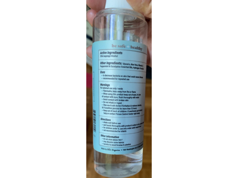 SOL Defense Hand Sanitizer Spray, 4.8 fl oz/118 mL