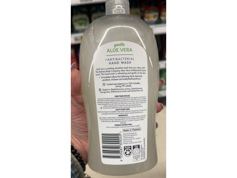 The Balnea Body Company Antibacterial Hand Wash, Aloevera, 1 L