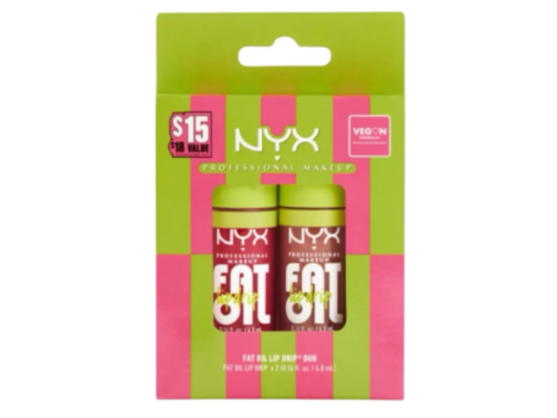 NYX Professional Makeup Fat Oil Lip Drip Duo, Supermodel & Chillin' Like A Villain, 0.16 fl oz/4.8 mL, Pack of 2