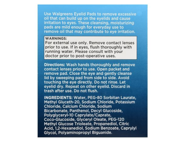 Walgreens Eyelid Pads, Rinse-Free Formula, 30 Count