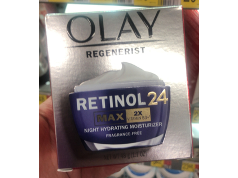 Olay Regenerist Retinol 24 Max Night Hydrating Moisturizer, Vitamin B3+, 1.7 oz/48 g