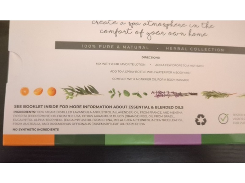 Brookstone Essential Oil Herbal Collection Set, Pack Of 6