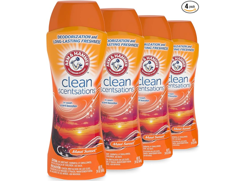 Arm & Hammer Clean Scentsations In Wash Scent Booster, Maui Sunset, 24 oz/680 g, Pack Of 4