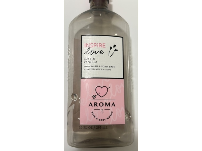 Bath & Body Works Inspire Love Body Wash & Foam Bath, Rose + Vanilla, 10 fl oz/295 mL