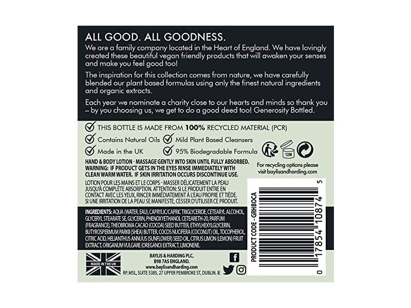 Bayling & Hardling Goodness Natural Hand & Body Lotion, Oud + Cedar & Amber, 16.9 fl oz/500 mL, Pack OF 3