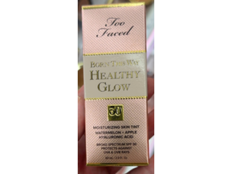 Too Faced Born This Way Healthy Glow Moisturizing Skin Tint, Watermelon + Apple, Snow, SPF 30, 2.0 fl oz/60 mL
