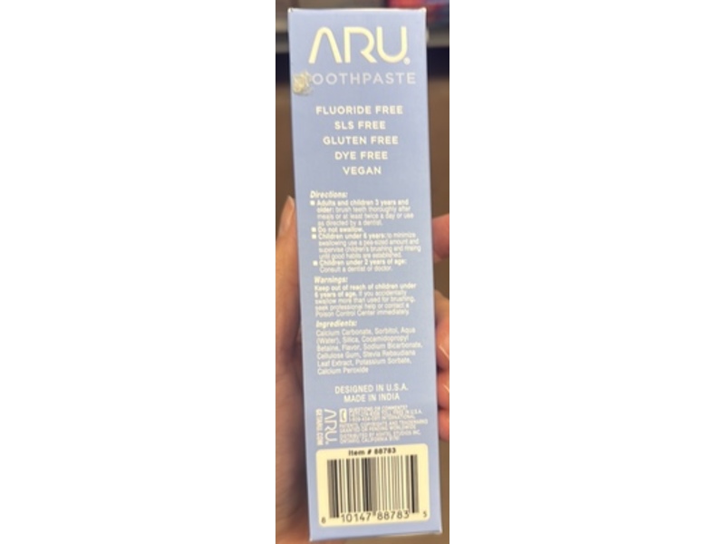 Aru Fluoride Free Whitening Toothpaste, Cool Mint, 3.5 oz/99 g