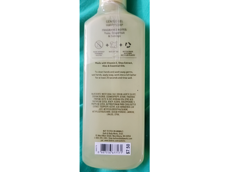 Bath & Body Works Gentle Gel Hand Soap, Sunshine & Lemon, 8 fl oz/236 mL