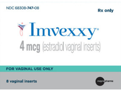 Imvexxy (estradiol vaginal inserts) 4 mcg, 8 Count, Mayne Pharma (Rx)