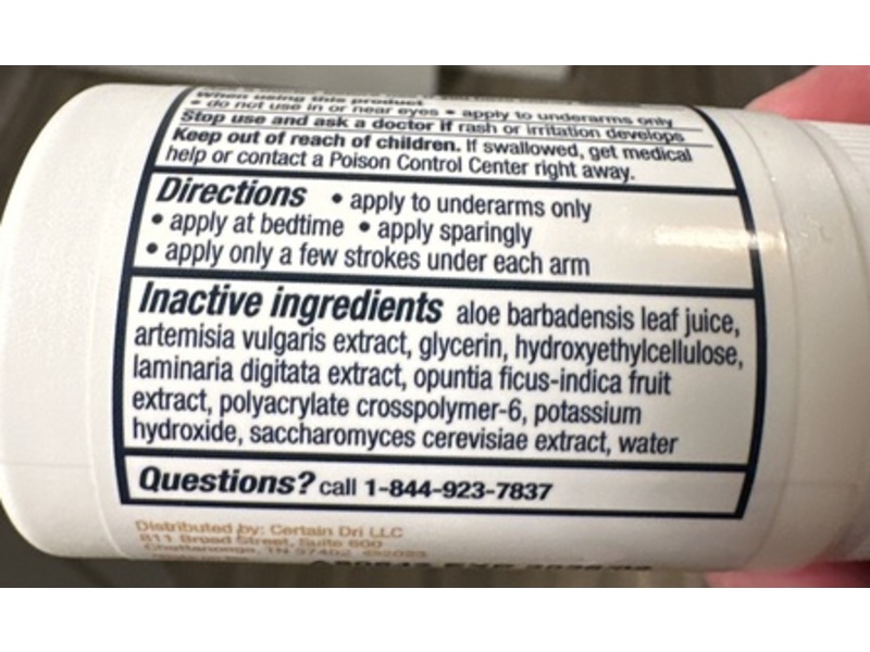 Certain DRI Prescription Strength Antiperspirant Roll-On, Aluminum Chloride 15%, 1.2 fl oz/35 mL