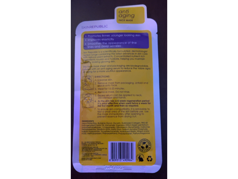 Skin Republic Collagen Infusion Face Sheet Mask, 0.85 fl oz/265 mL