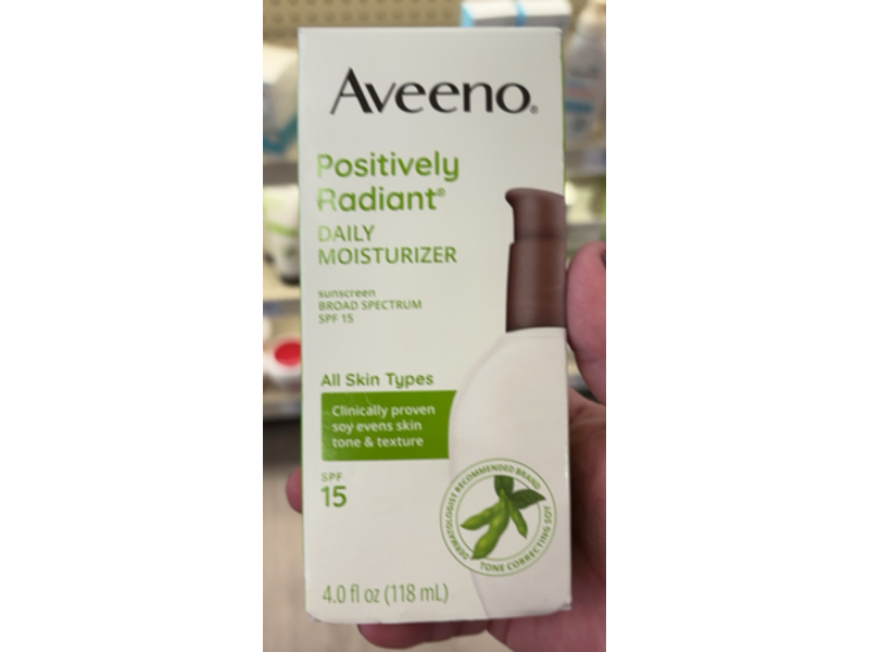 Aveeno Positively Radiant Daily Sunscreen Moisturizer, SPF 15, 4.0 fl oz/118 mL