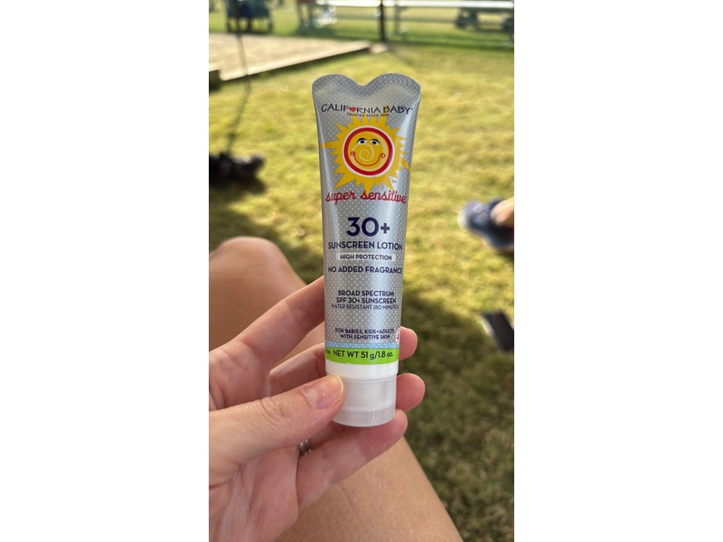 California Baby Sunscreen Lotion, Super Sensitive, SPF 30+, 1.8 oz/51 g