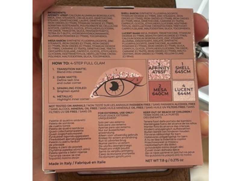 Natasha Denona Luxe Glam Compact Quad Eyeshadow Palette, Rosy, 0.275 oz/7.8 g