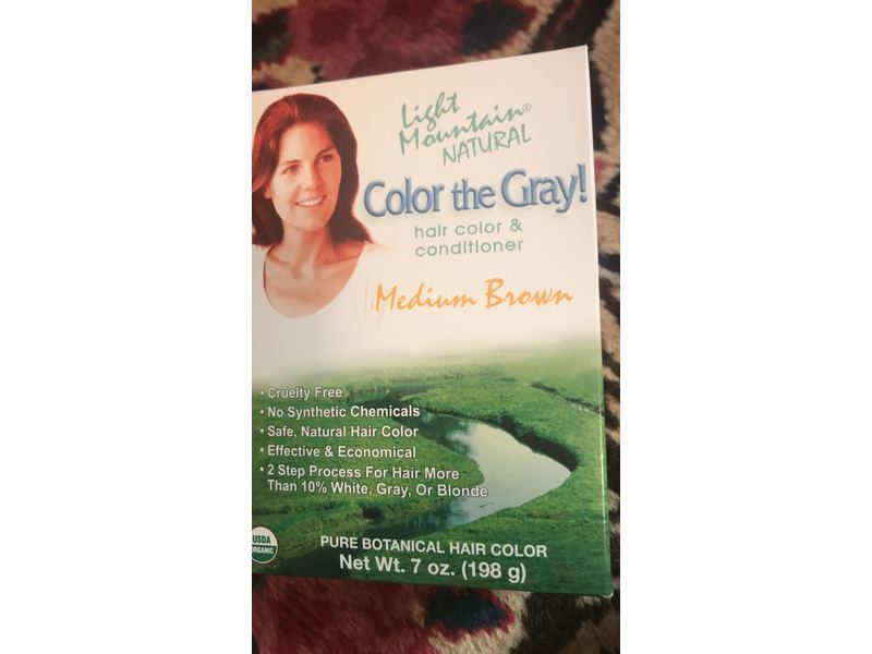 Light Mountain Natural Color the Gray Hair Color & Conditioner, Medium Brown 7 oz (198 g)