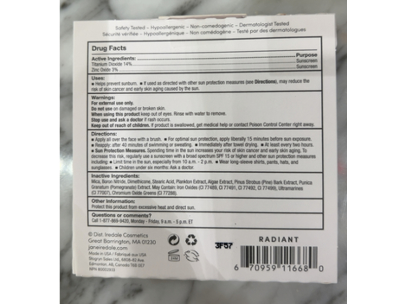 Jane Iredale Mineral Foundation Refill, Radiant, 0.35 oz/9.9 g