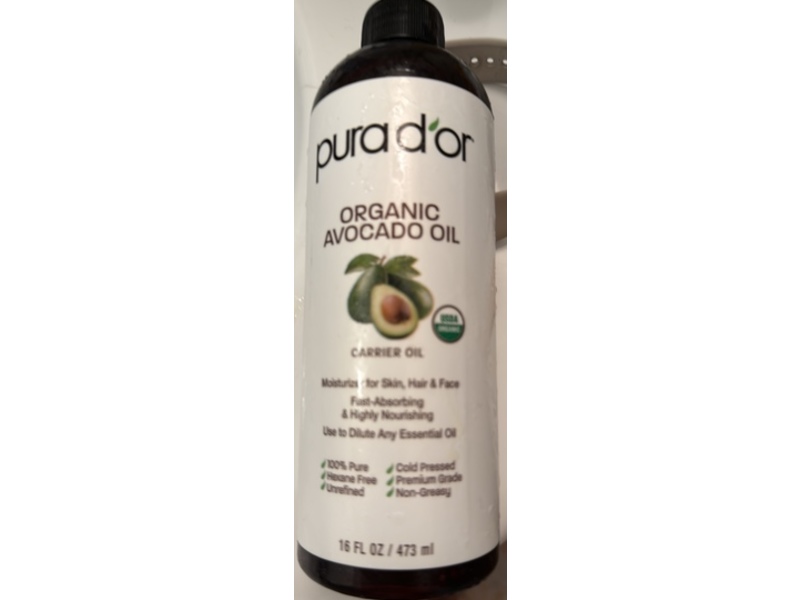 Pura d'or Organic Avocado Oil, 16 fl oz/473 mL