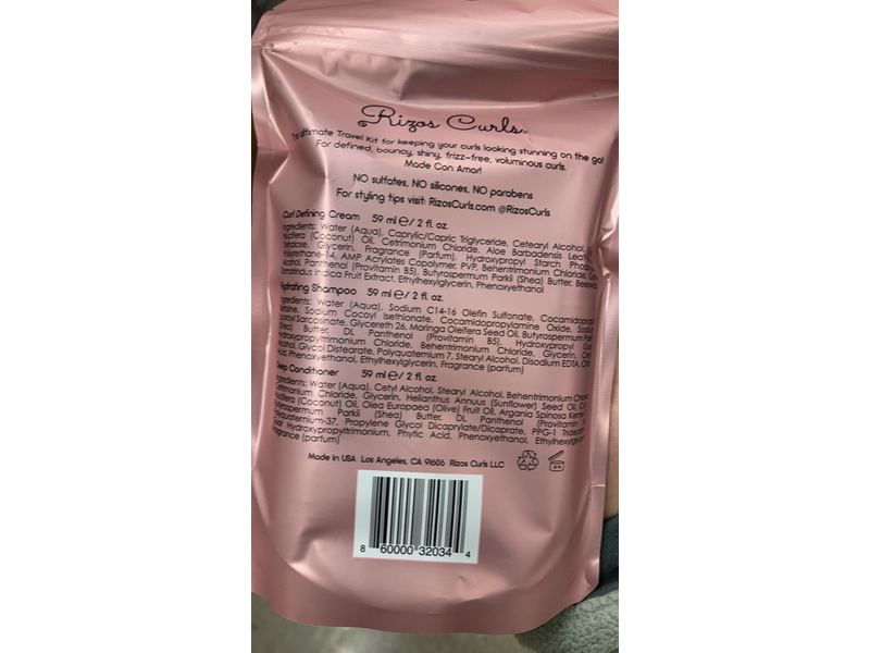 Rizos Curls Trio Travel Kit for Curly Hair: Curl Defining Cream, Shampoo, Conditioner (2 fl oz each)